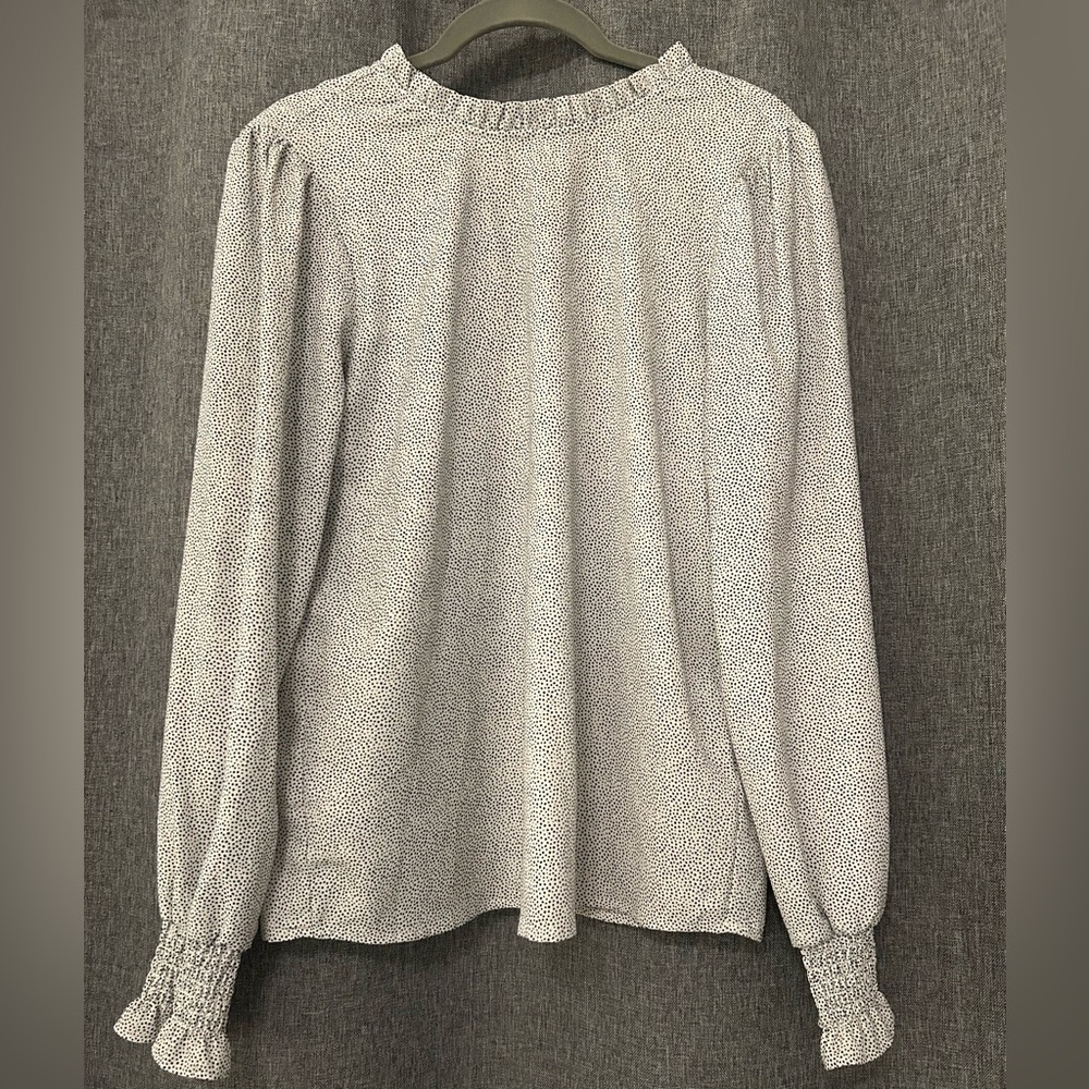 Printed Balloon Long-sleeve Blouse